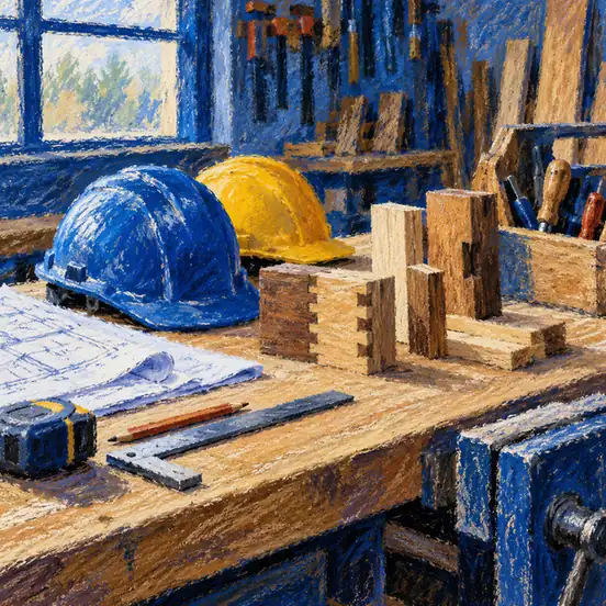 Illustration of construction businesses equipment and workspace